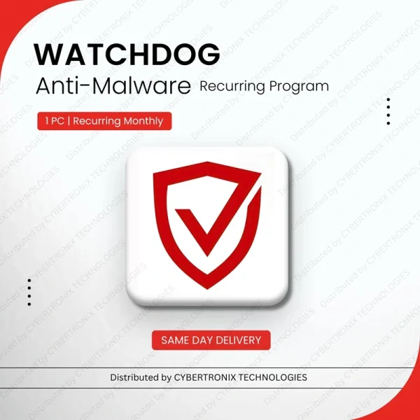 برنامج Watchdog لمكافحة البرامج الضارة | اشتراك شهري لجهاز كمبيوتر واحد | ترخيص رقمي | توصيل في نفس اليوم