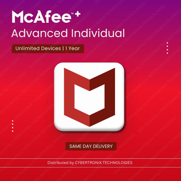 McAfee+ Advanced Individual | عدد غير محدود من الأجهزة لمدة عام واحد | ترخيص رقمي | توصيل في نفس اليوم