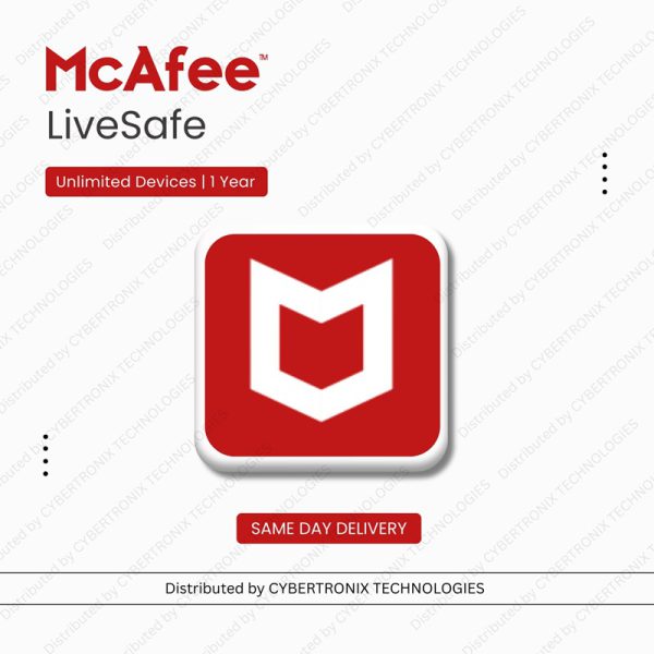 McAfee LiveSafe | عدد غير محدود من الأجهزة لمدة عام | ترخيص رقمي | توصيل في نفس اليوم