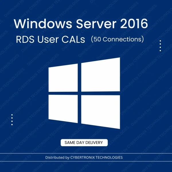 تراخيص وصول المستخدم لخدمات سطح المكتب البعيد (RDS) لنظام التشغيل Microsoft Windows Server 2016 (50 اتصالاً) | ترخيص رقمي | توصيل في نفس اليوم