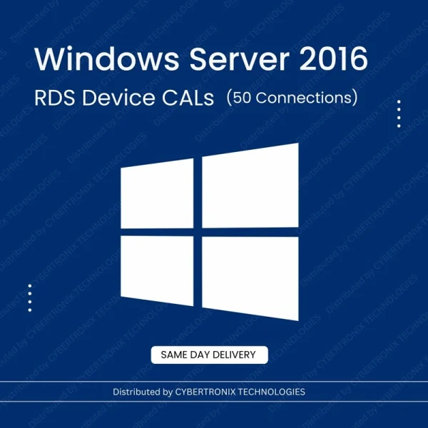 تراخيص وصول العميل (CALs) لأجهزة خدمات سطح المكتب البعيد (RDS) لنظام التشغيل Microsoft Windows Server 2016 (50 اتصالاً) | ترخيص رقمي | توصيل في نفس اليوم