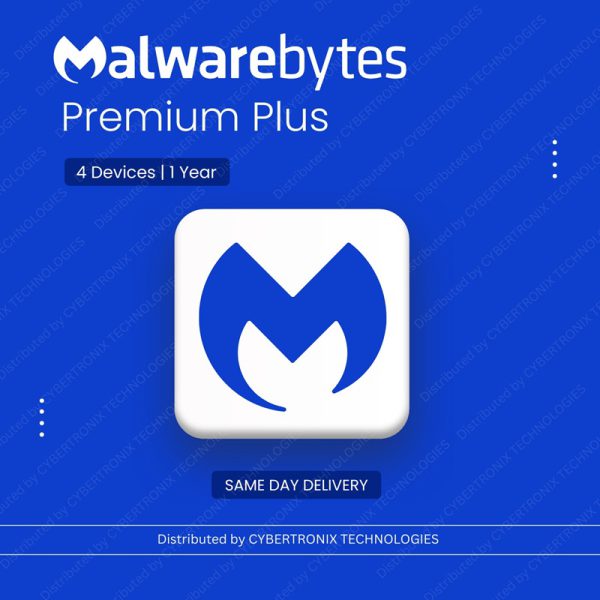 Malwarebytes Premium Plus | 4 أجهزة لمدة عام واحد | ترخيص رقمي | توصيل في نفس اليوم
