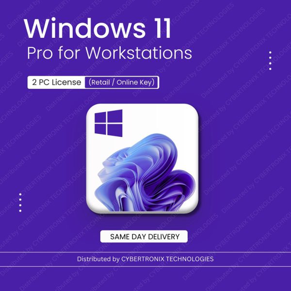 Microsoft Windows 11 Pro для рабочих станций | Лицензия на 2 ПК (розничный/онлайн-ключ) | Цифровая лицензия | Доставка в тот же день