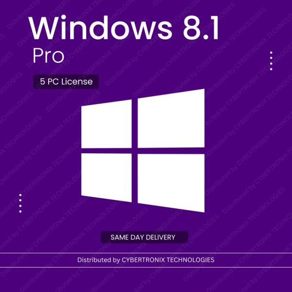 Microsoft Windows 8.1 Pro | 5 PC License |Digital License | SAME DAY DELIVERY