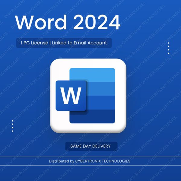 مايكروسوفت وورد 2024 | ترخيص لجهاز كمبيوتر واحد مرتبط بحساب بريد إلكتروني | ويندوز | ترخيص رقمي | توصيل في نفس اليوم