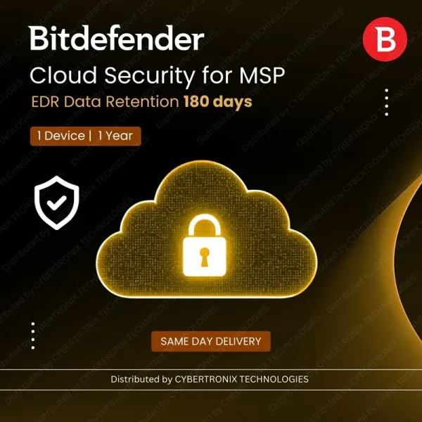 Bitdefender Cloud Security MSP - EDR Data Retention 180 days | 1 device 1 Year | | Digital License | SAME DAY DELIVERY