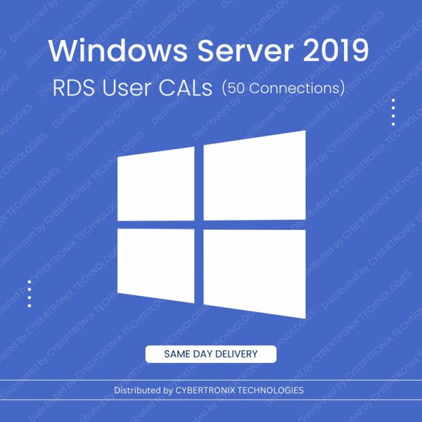 تراخيص وصول المستخدم (CALs) لخدمات سطح المكتب البعيد (RDS) لنظام التشغيل Microsoft Windows Server 2019 (50 اتصالاً) | ترخيص رقمي | توصيل في نفس اليوم