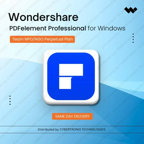Wondershare PDFelement Professional for Windows Team NPO/NGO | Perpetual Plan | Digital License | Same Day Delivery