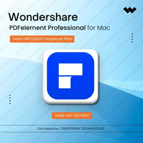 Wondershare PDFelement Professional for Mac Team NPO/NGO| Perpetual Plan  | Digital License | Same Day Delivery