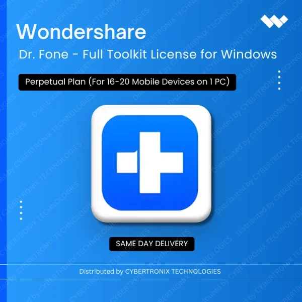 Wondershare Dr.Fone - Full Toolkit License for Windows Perpetual Plan(For 16-20 Mobile Devices on 1PC) | Digital License | Same Day Delivery