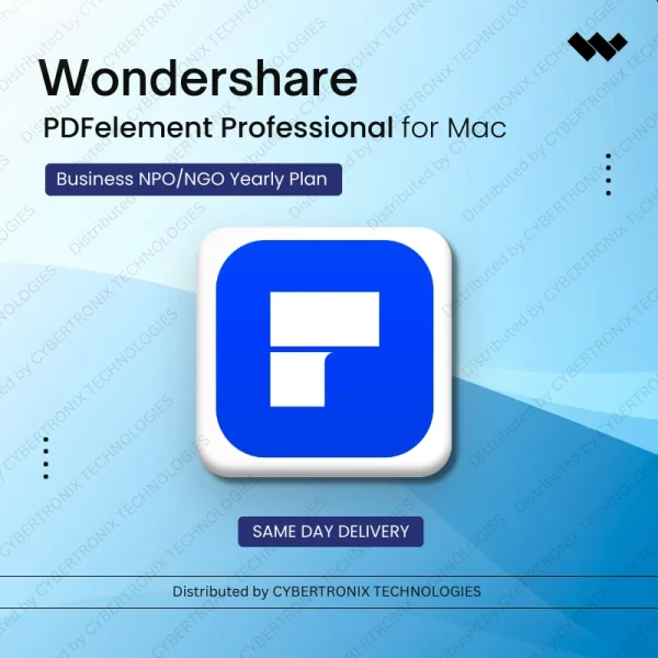 Wondershare PDFelement Professional for Mac Business NPO/NGO | 1 Year | Digital License | Same Day Delivery