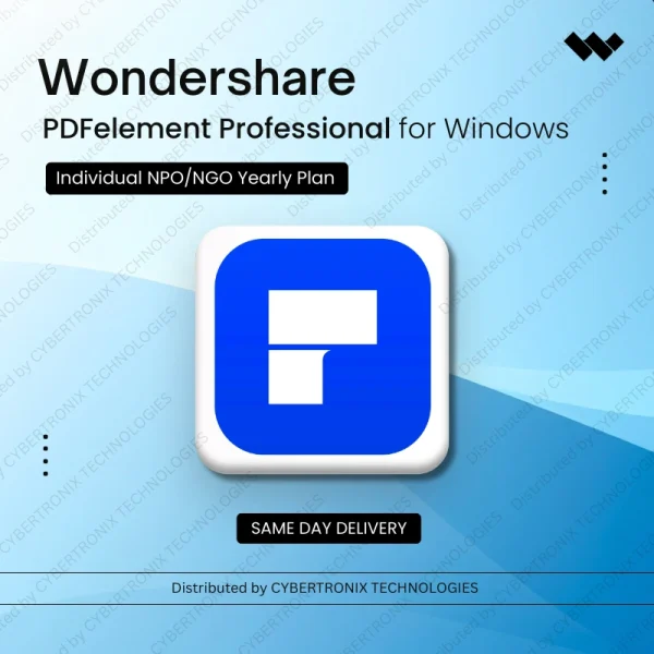Wondershare PDFelement Professional for Windows Individual NPO/NGO | 1 Year | Digital License | Same Day Delivery