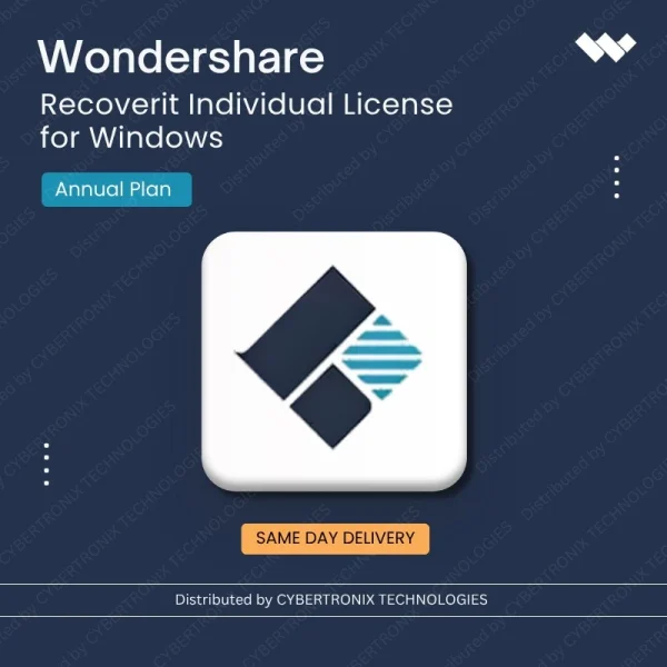 Wondershare Recoverit Individual License for Windows Annual Plan | Digital License | Same Day Delivery