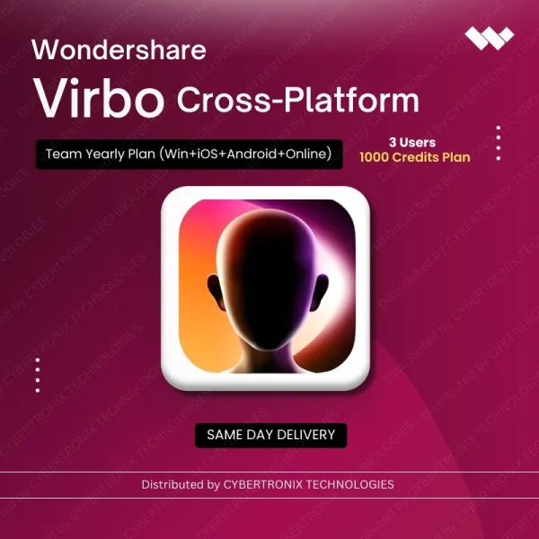 Wondershare Virbo Cross-Platform Team Yearly Plan (Win+iOS+Android+Online) 3 Users - 1000 Credits Plan | Digital License | Same Day Delivery