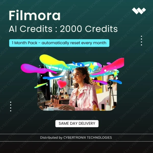 Filmora AI Credits: 2000 кредитов, пакет на 1 месяц — автоматическое обнуление каждый месяц | Цифровая лицензия | Доставка в тот же день