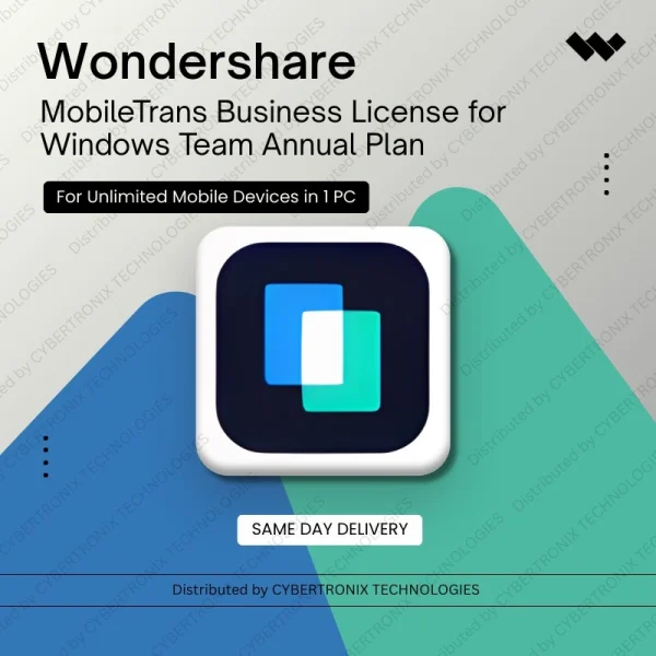 Wondershare MobileTrans Business License for Windows Team Annual Plan - For Unlimited Mobile Devices in 1 PC | Digital License | Same Day Delivery