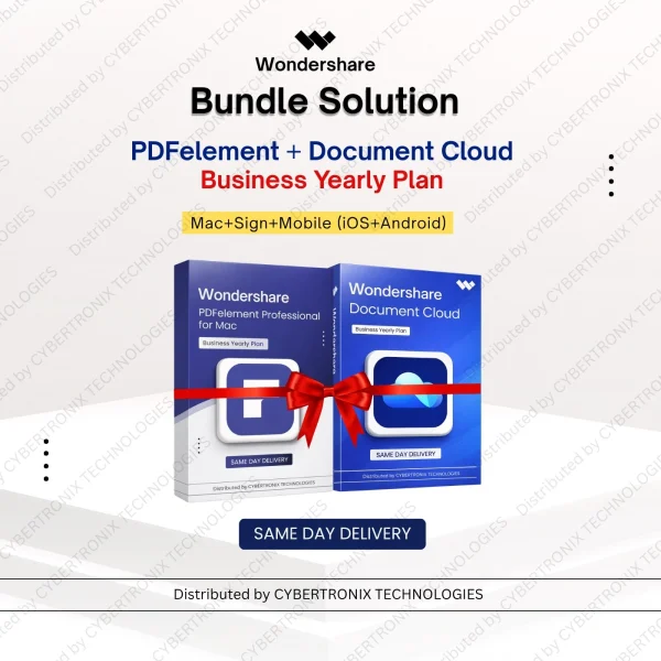 Wondershare Bundle Solution: PDFelement and Document Cloud Business- Mac+Sign+Mobile(iOS+Android) | 1 Year | Digital License | Same Day Delivery