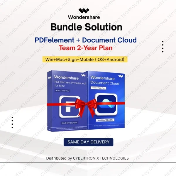 Wondershare Bundle Solution: PDFelement and Document Cloud Team - Win+Mac+Sign+Mobile(iOS+Android) | 2 Year | Digital License | Same Day Delivery