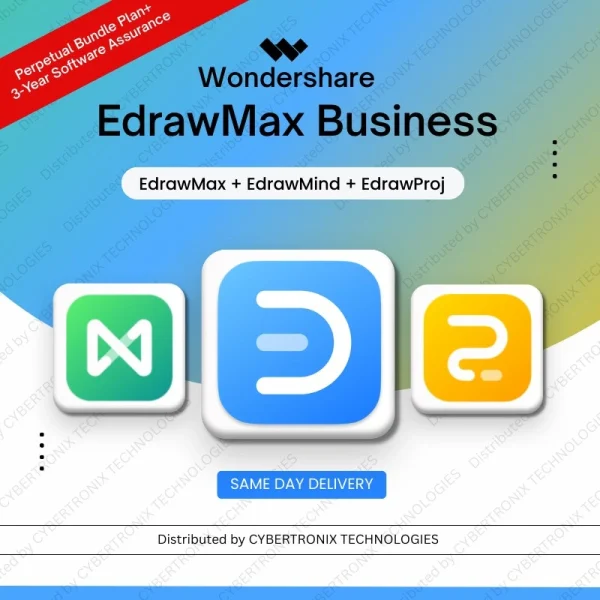 Wondershare EdrawMax Business Perpetual Bundle Plan+3-Year Software Assurance (EdrawMax+EdrawMind+EdrawProj)| Digital License | Same Day Delivery