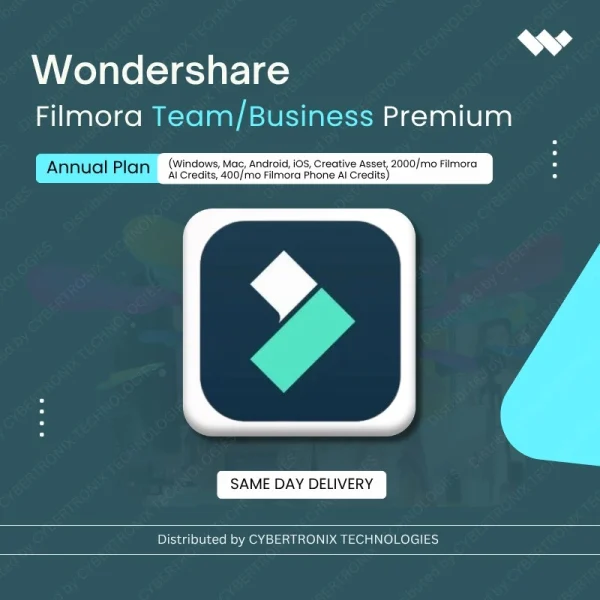 Wondershare Filmora Team/Business Premium Annual Plan (Windows, Mac, Android, iOS, Creative Asset, 2000/mo Filmora AI Credits, 400/mo Filmora Phone AI Credits)| Digital License | Same Day Delivery